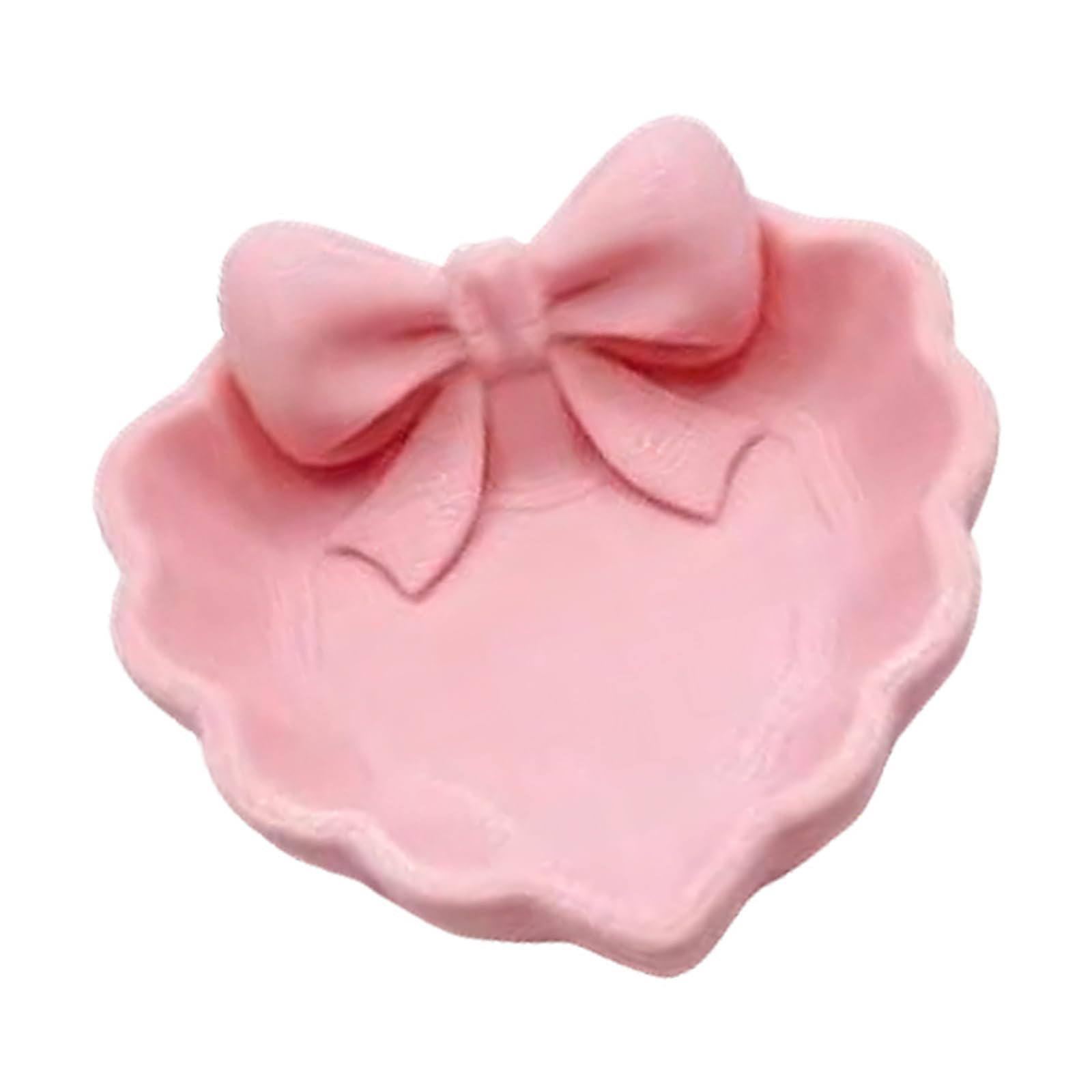 Kaeltsyn Charm Heart Shape Decorative Tray with Delicate Folds Ideal for Jewelry Display and Home Decoration Lovely Bowknot Decoration Storage Box