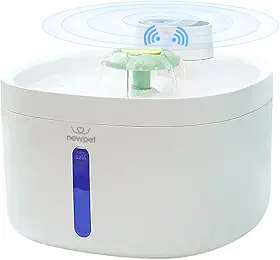 Fonte de água para gatos, 2.6L Fonte para gatos automática sem fio com janela de nível de água para gatos e cães com sensor de movimento