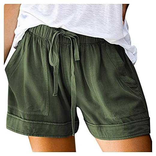 BAGELISE Shorts for Women Womens Lightweight Shorts Casual Baggy Trendy Short Pants Elastic Waist Drawstring Comfy Shorts Workout Shorts Womens