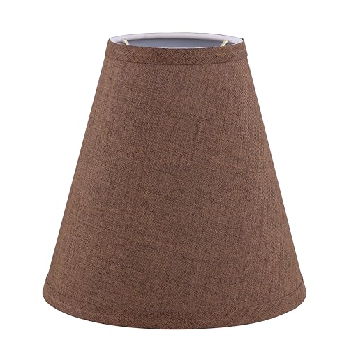 Aspen Creative 32226 Hardback Empire Transitional Spider Lamp Shade, Dark Brown Burlap Texture Fabric, 4" Top x 8" Bottom x 8" Slant