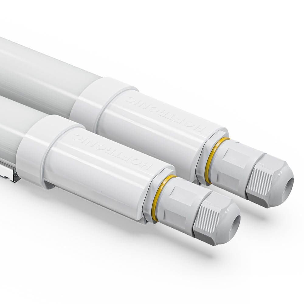 HOFTRONIC 2er-Set LED-Feuchtraumleuchten 150 cm für Innen- und Außenbereiche – 48 W, 6720 Lumen – 6500 K Tageslichtweiß – bis zu 8 Leuchten verkettbar – flimmerfrei – integrierte LED – R-Series Pro