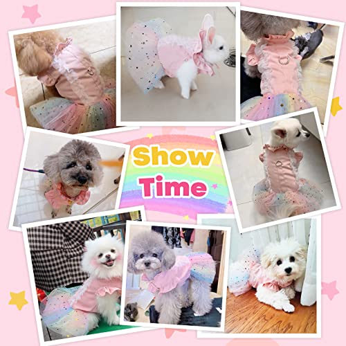 Petcare Small Dog Harness Dress Pink Cute Rainbow Tutu Dresses For Dogs Princess Summer Puppy Dog Dress For Small Dogs Girl Cat Dresses Clothes For Cats Only Shih Tzu Chihuahua Dog Clothes, X-Small #TOP4