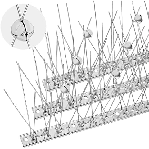 Ley's Bird Spikes with Stainless, Double Deterrence Bell Anti Bird Spike for Pigeons Small Birds, Sound Deterrent to Prevent Nesting (27 Feet) Cover