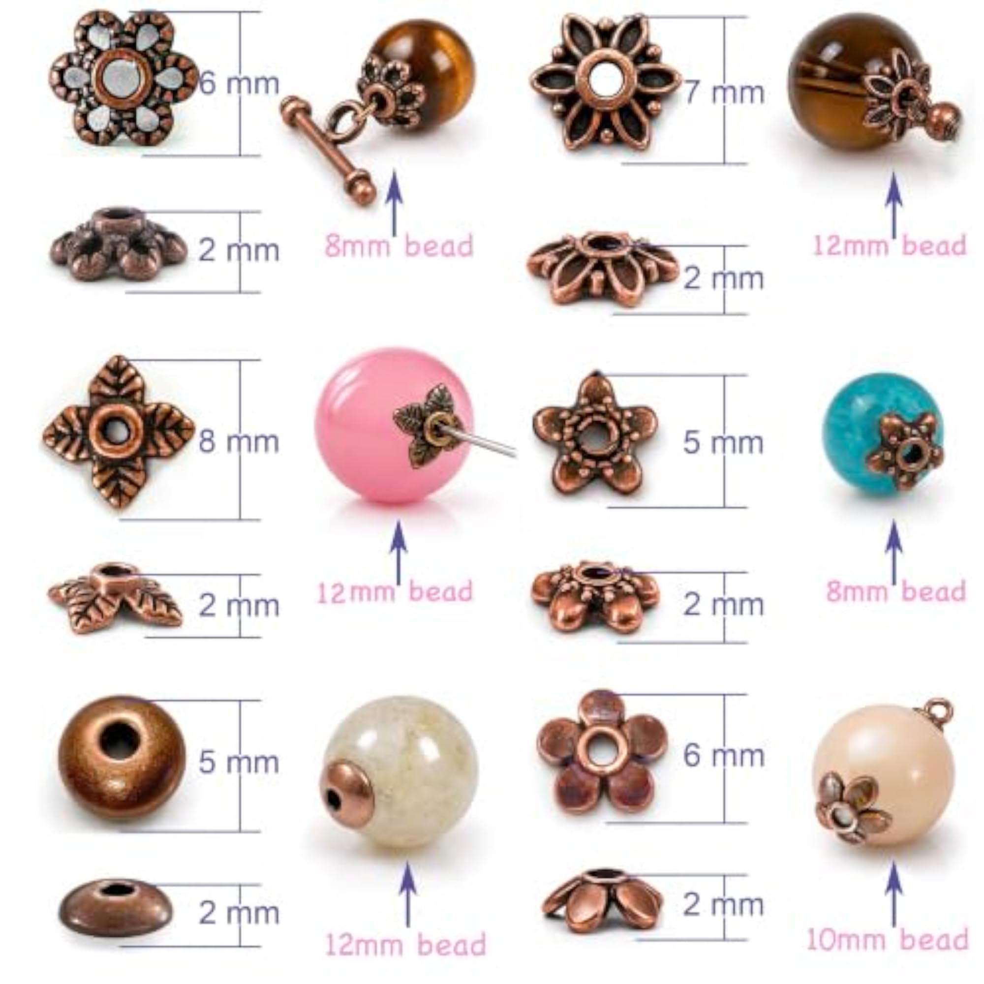 Copper Bead Caps for Jewelry Making, 600 pcs