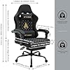 Symino Chaise de Gamer Ergonomique, Chaise Gaming avec Soutien Lombaire Repose-Pieds, Fauteuil de Bureau réglable et pivotant capacité de Charge 150 kg, Cuir PU Noir