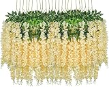 Vanassa 12pcs Artificial Fake Wisteria Vine Garland-GreenDec 3.6Ft/Piece Silk Wisteria Vine Ratta Ha