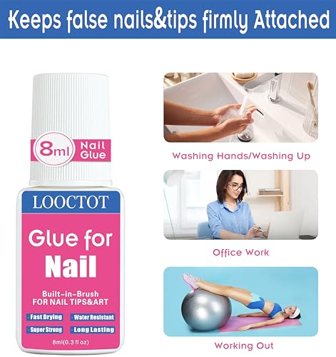 image for LOOCTOT Super Strong Nail Glue for Nail Tips,Acrylic Nails and Press o