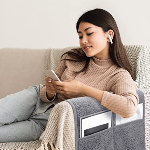 3 Pcs Recliner Covers Sherpa Arm Covers For Recliner Chair With Storage Pockets Headrest Cover For Recliner Chair 22.8 X 14.5 Inch Armchair Slipcovers For Sofa Recliner Protector (Light Gray) #TOP5