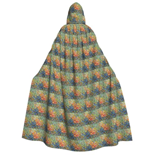 Cape à capuche carnaval multicolore de 190 cm pour briller en festival et cosplay