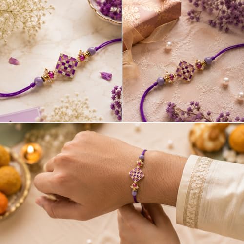 Image of JAIPUR ACE Elegant Blue inchBRO inch Designer Rakhi Gift Set with Greeting Card and Roli Chawal Pouch, Premium Brother Rakhi, Festive Raksha Bandhan Gift for Brother, Traditional (nr3)