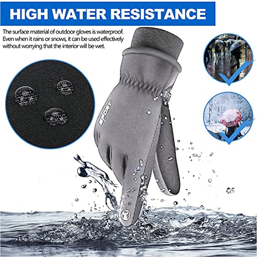 Image of GUSTAVE Grey Winter Gloves for Men,Women & Adult with Warm Riding Gloves Touch Screen Finger Microfiber for Anti Slip Design,Ski,Bike,Gloves,Windproof & Waterproof