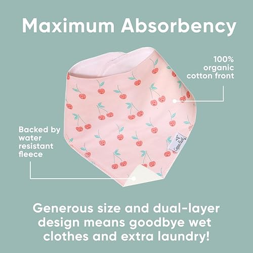 Miniatura 8 de Copper Pearl Paquete de 4 baberos de algodón suave para babeo y dentición, baberos absorbentes para bebés niñas y niños, ajustables para adaptarse a