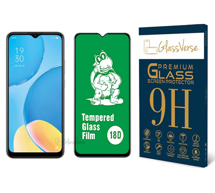 GlassVerse 18D Tempered Glass With Inbuilt Airbag Borders For Oppo A15 Smartphone (Pack of 1) With Free Installation Kit Full Screen Protector If Received Damaged-6.52 Inch