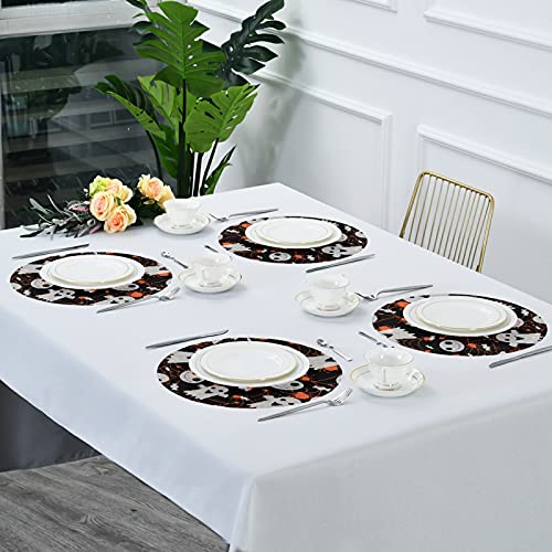 Halloween Round Placemats Set Of 6 Spider Ghost Placemats For Kitchen Table Washable Kitchen Table Mats Place Mats #TOP5