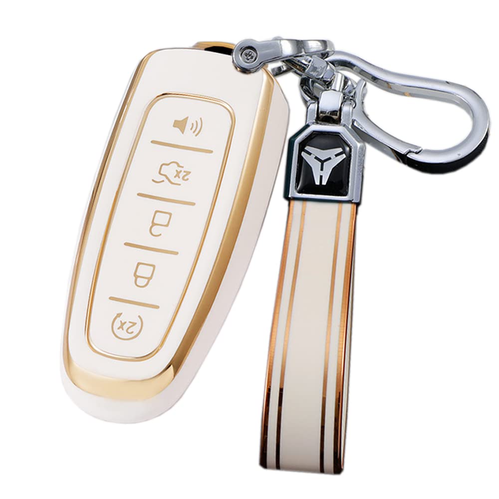 onttoFit for Ford Lincoln Car Remote Cover for MKS MKT MKX Navigator Key Fob Holder TPU Key Case Beige