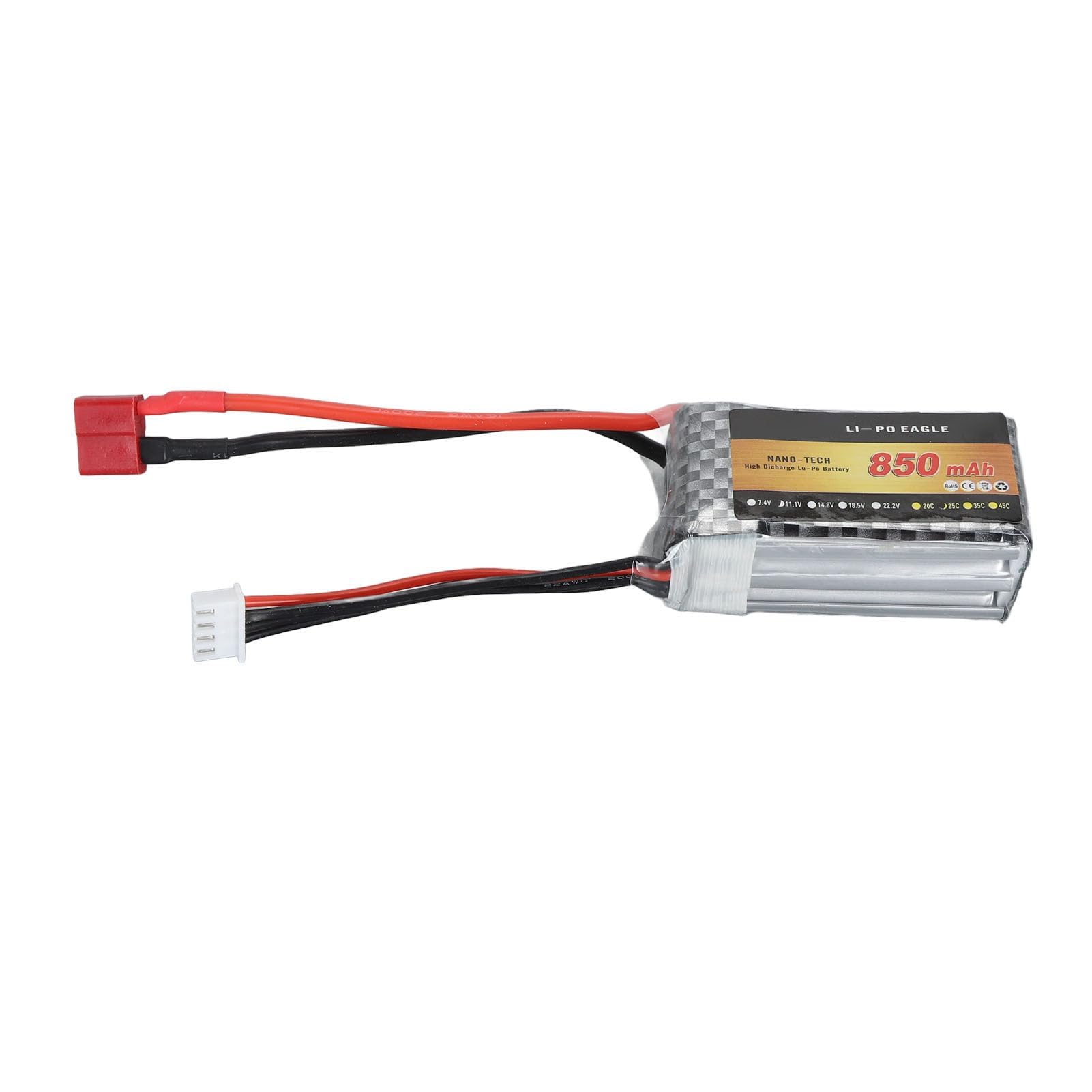 Batterie Lipo, Légère 850mAh 11.1V 25C 3S avec T-Plug, Batterie Polymère Lithium pour Avion RC Modélisme et Drones