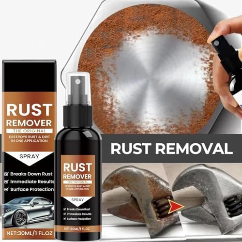 Rust Remover Spray for Metal, 2025 Upgrade Rust Remover for Metal, Multipurpose Rust Stain Remover, Fast Acting Heavy Duty Rust Dissolver for Cars, Tools, Bolts & More(2Set*30ml) - 2