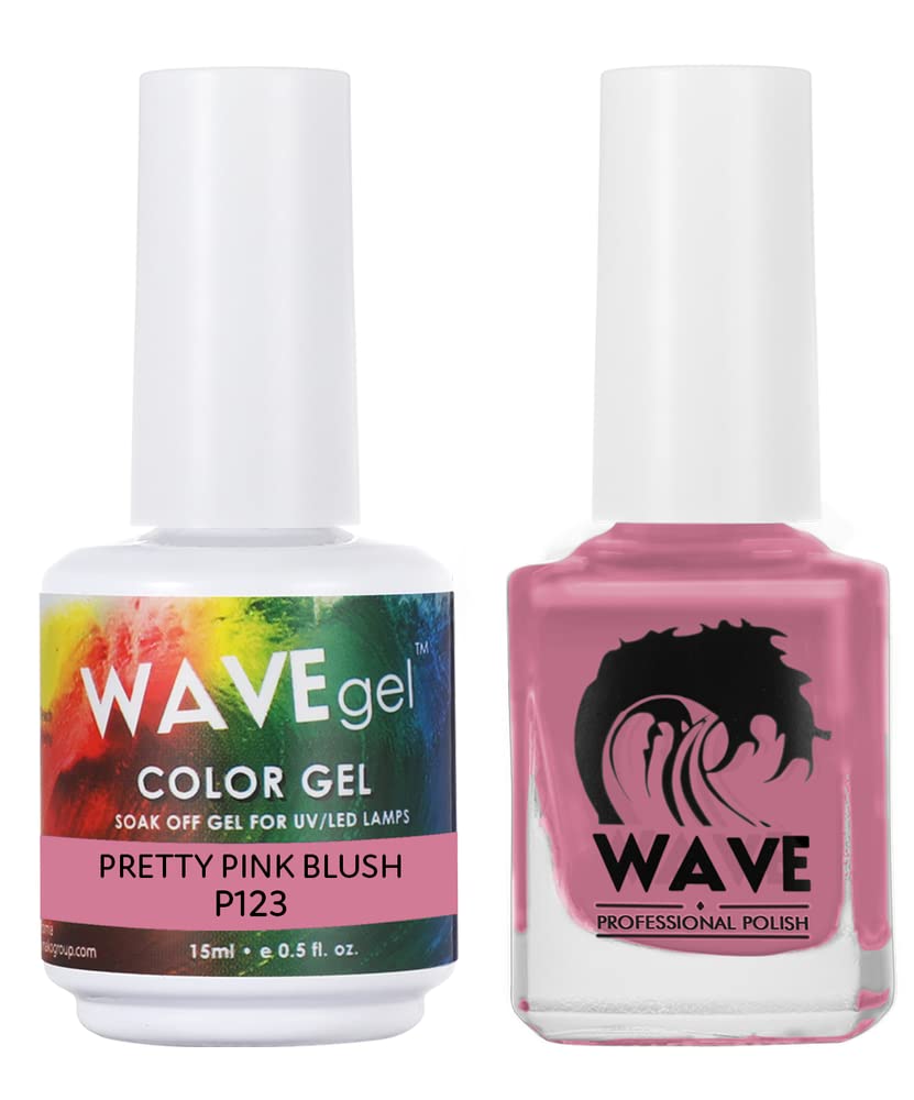 WAVEGEL Soak-Off Gel & Nail Lacquer Matching Duo Set - Simplicity Collection - #P123 Pretty Pink Blush I 0.5 Oz