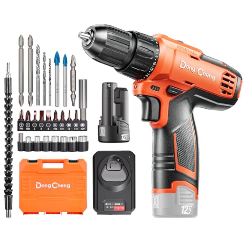 Image of DongCheng 12V Cordless Drill Machine for Home Use, 35Nm Max Torque, 150W Copper Motor, 1Pc 2000mAh Battery and Fast Charger, 2-Variable Speed (0-400 /0-1500 RPM), 18+1 Torque Setting