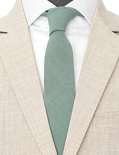 Image of Cotton Skinny Ties for Men, Plaid and Striped Slim Neckties
