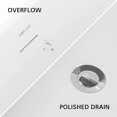 Miniatura 3 de Bañera independiente de acrílico de 65 pulgadas, bañera independiente de doble extremo, bañera de remojo con desbordamiento ranurado integrado,