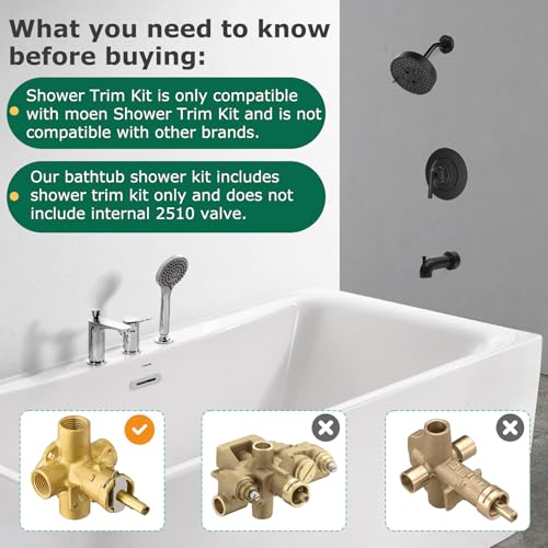 Kit de grifería para ducha T2902EPBL Negro Mate con cabezal y manija | Acabado negro mate, compatible con kit de grifería Moen (válvula 2510 no incluida), instalación fácil para actualización de ducha miniatura 2