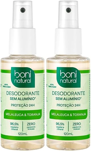 BONI NATURAL - Desodorante Spray Natural e Vegano com Óleos Essenciais de Melaleuca e Toranja, 24 horas de proteção, Sem Alumínio, Sem Parabenos, Sem
