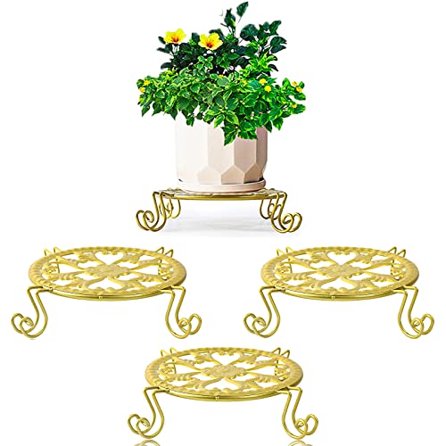 Allboss 3 Pack Metal Plant Stands For Flower Pot, Modern Simple Small Plant Stand Indoor Outdoor, Round Supports Display Rack Flower Pot Stand For Home Decoration (Gold) #TOP20