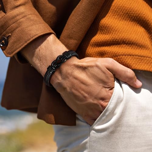 Pulsera de cuero para hombre con nudo infinito miniatura 5