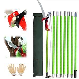 KFGISD, Baum-Stange-Entaster, 2 m, Stangen-Entaster mit Verlängerungsstange, manueller Astschere mit Tragetasche,Hochreichende Astsäge(8m)