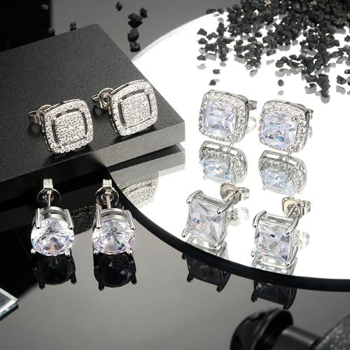 Shakalaka Stud Earrings for Women Mens Cubic Zirconia Earrings Studs with Hypoallergenic 925 Sterling Silver Earring Pin2