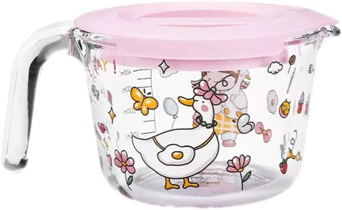 家庭用ミルクカップ用スケールとハンドル付きガラス計量カップ 電子レンジ対応 朝食 豆乳カップ (Color : C)