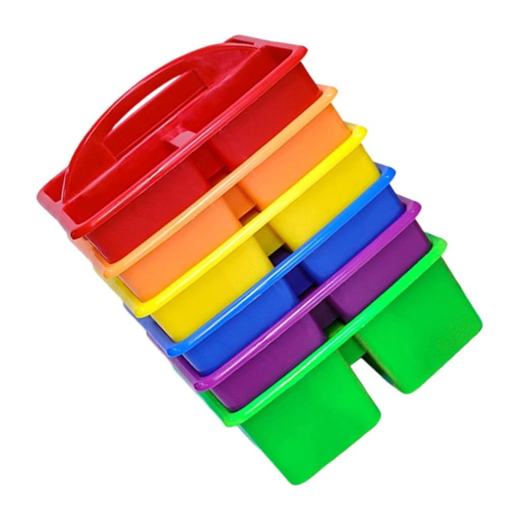 Rudiaoa 6Pcs Multipurpose Organiser Basket with Handle 3 Compartments Stackable Storage Basket for Art Supplies Office
