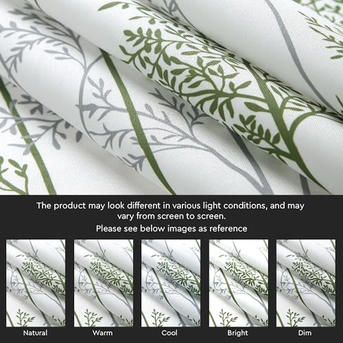 Image of Encasa XO Door Printed Sheer Curtains, Light Filtering Branches Green