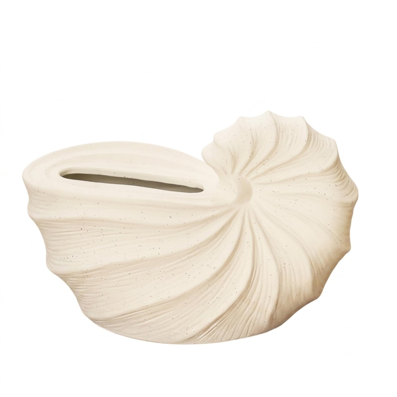 Caja de pañuelos minimalista en cerámica escultural con acabado blanco arena