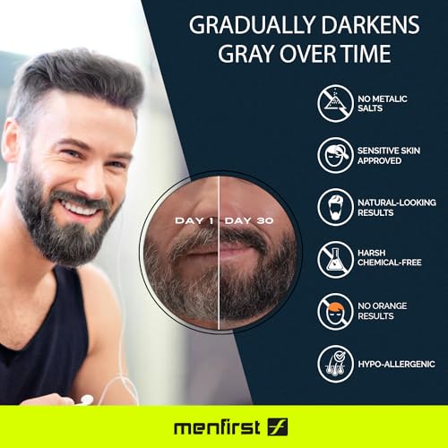 MENFIRST Gradual Gray Darkening Beard Wash - Gray Reducing Beard Wash, Beard Color Shampoo for Men - Hypoallergenic & Harsh Chemical-Free Beard Dye for Men - For Dark Shades, 4.6 Fl Oz (Pack of 1) - Image 4