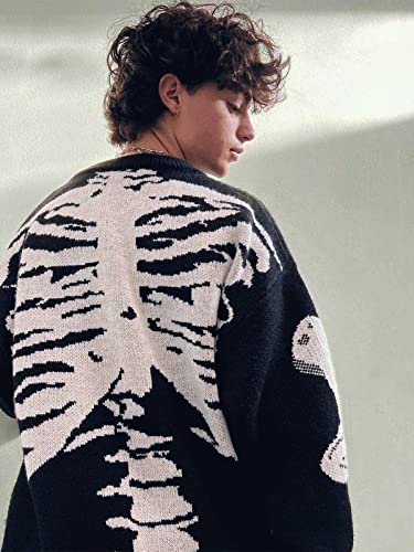 Aelfric Eden Skeleton Sweater Crew Neck Vintage Oversized Long Sleeve Y2k Pullover Skull Halloween Sweater3