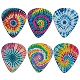 KEIAHUAN Swirl Tie Dye Classic Celluloid Guitar Picks for Acoustic, Electric or Bass Guitars Triangle 0.96mm Heavy Guitar Plectrums for Women Mens Set of 6 Piece Guitar Pick