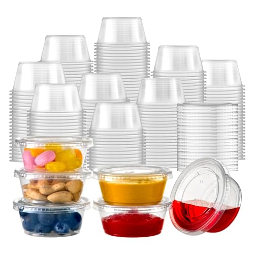 Fit Meal Prep 250 Pack 3.25 oz Jello Shot Cups with Lids, Disposable Souffle Portion Cups for Sauce