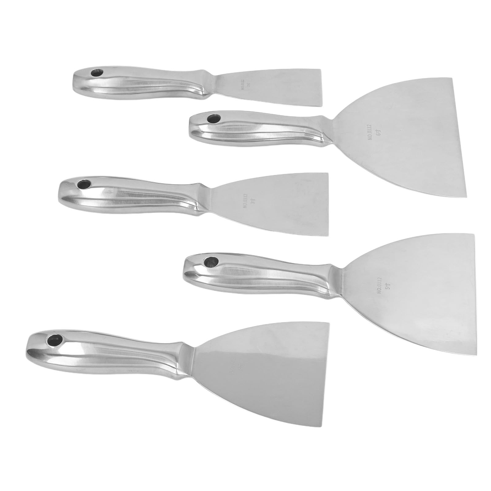 WALFRONT Ensemble de Grattoirs à Mastic en Acier Inoxydable, Lames Métalliques Durables, Tailles de 2 à 6 Pouces pour le Nettoyage du Plâtre et du Coulis