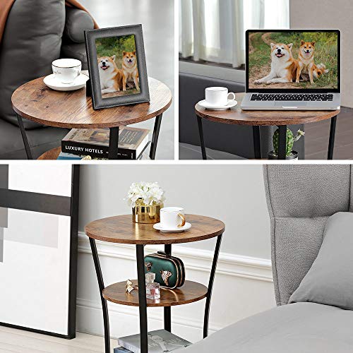 Dulcii Industrial End Table, 3 Tiers Round Side Table With Sturdy Metal Frame, Metal Round Sofa Table, Vintage Nightstand For Living Room Bedroom, Easy Assembly, Wood Look Accent Furniture (Style B) #TOP6