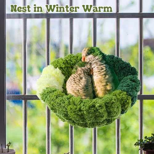 YBEATY-Bird-Nest-for-Cage-House-Hanging-Winter-Warm-Comfortable-Bird-Bed-Durable-Material-Hanging-Bedding-for-Conure-Lovebird-Canary-Finch-Coneshape-Hamster-Hummingbird-Parakeet-Laying-Eggs-Resting