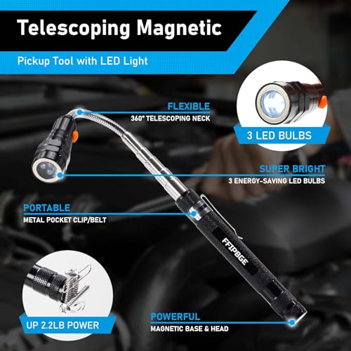 Magnet Pickup Tool with Telescoping Magnetic Flashlight and 6 in 1 Multitool Pen with Rulers - image 2