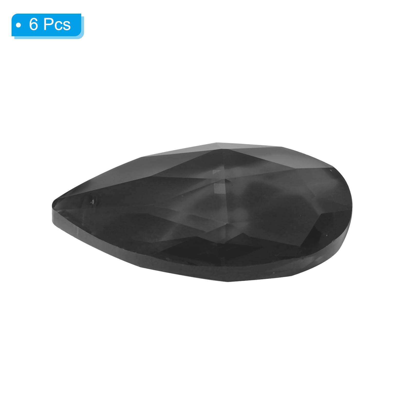 PATIKIL K9 Crystal Pendants Teardrop Beads, 6 Pack 38mm Chandelier Prisms Parts Hanging Beads DIY Lamp for Arts Crafts Decoration Black - Image 3