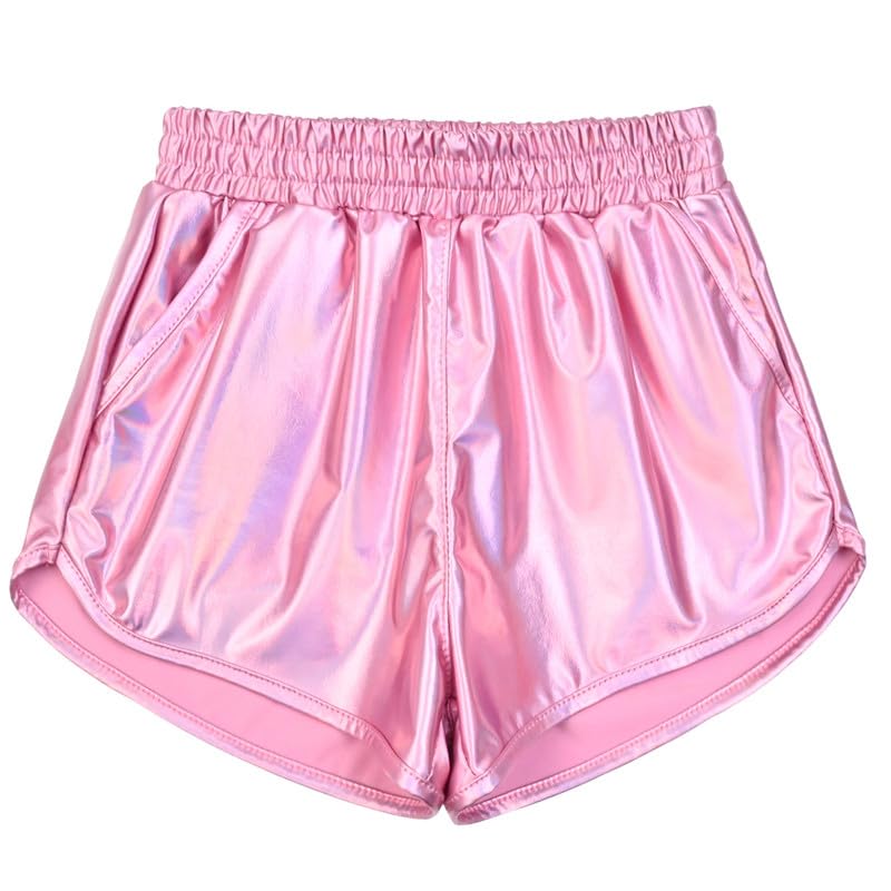 Mirawise Girls Metallic Shorts Shiny Hot Pants Sparkly Dance Outfits Short Pants