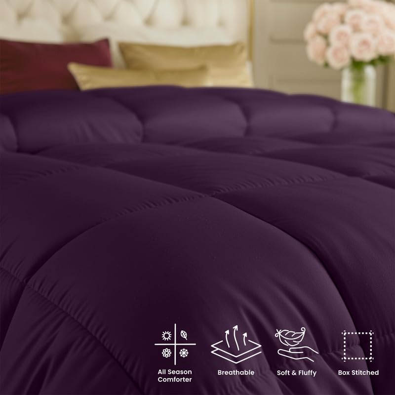 Image of Utopia Bedding Duvet Insert, Comforters Queen Size 88 x 88 Inches, Plum