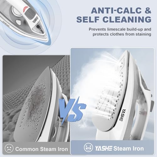 2300W Steam Iron with Rapid Heating Nonstick Soleplate, Precise Thermostat Dial, Self-Cleaning, Anti-limescale, Drip Stop Function, 300ml Water Tank Clothes Iron for Home - Image 6