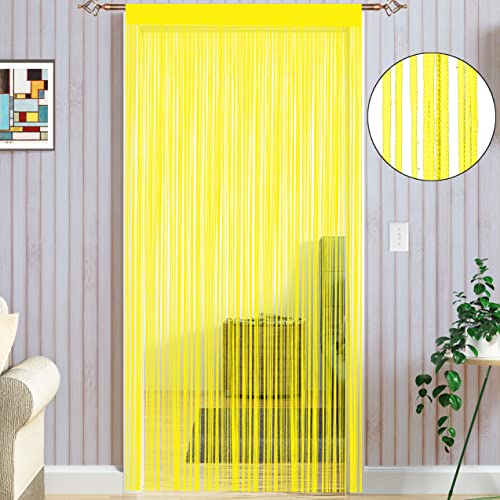 Taiyuhomes String Door Curtains Fly Screen Curtain For Window Decorations Living Room Doorways Crystal Plain Tassel (Yellow, 90x200cm) - Image 2