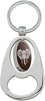 Vista 2 de GRAPHICS & MORE White African Elephant Tribal Keychain Chrome Metal Spinning Oval Bottle Opener