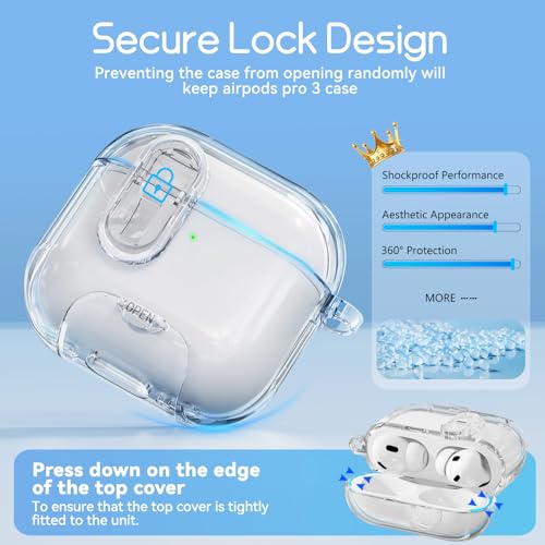 Image of for AirPods Pro 3 Case 2025 with Safety Lock,Clear White